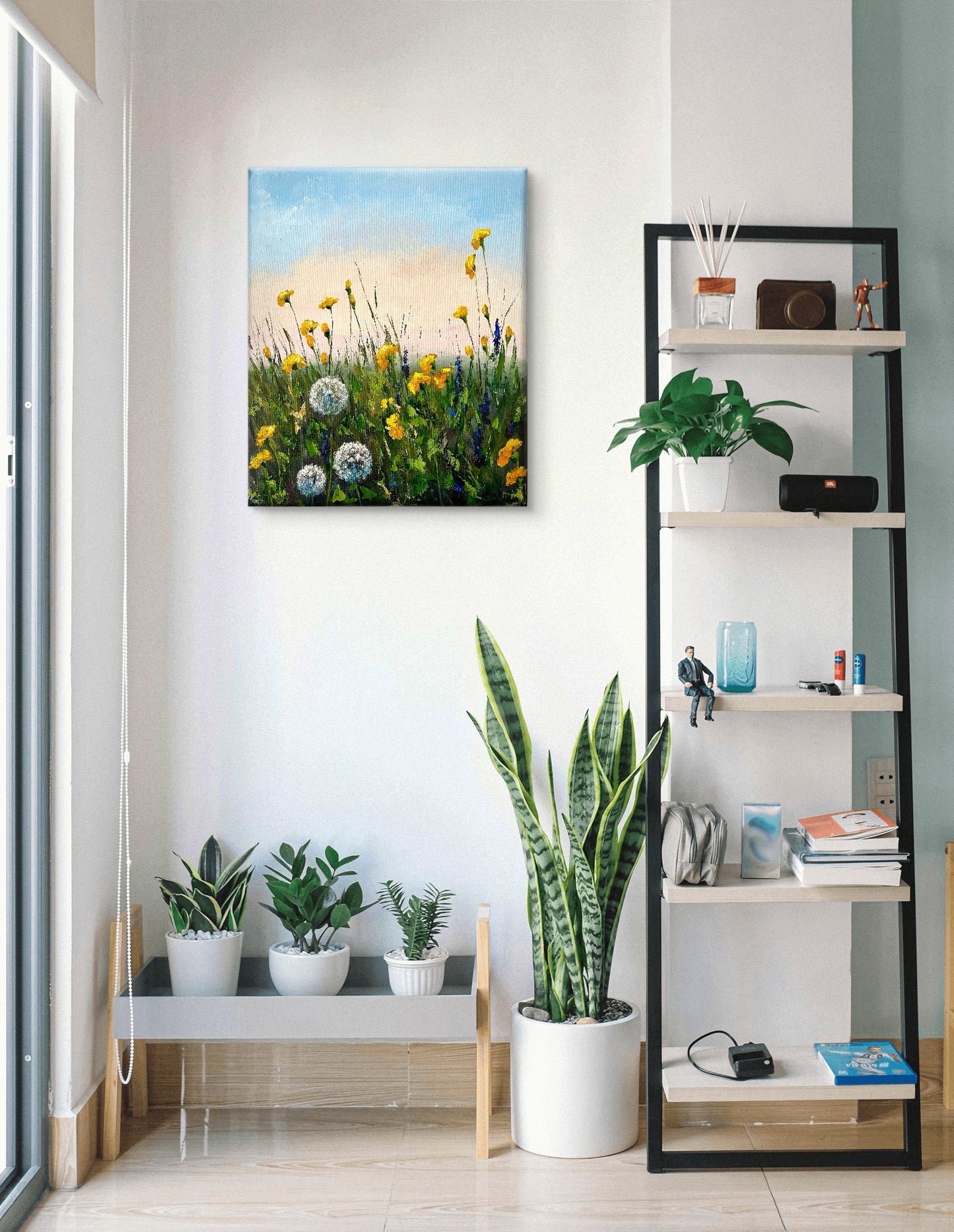 Dandelions Painting Original Wall Art Meadow Landscape