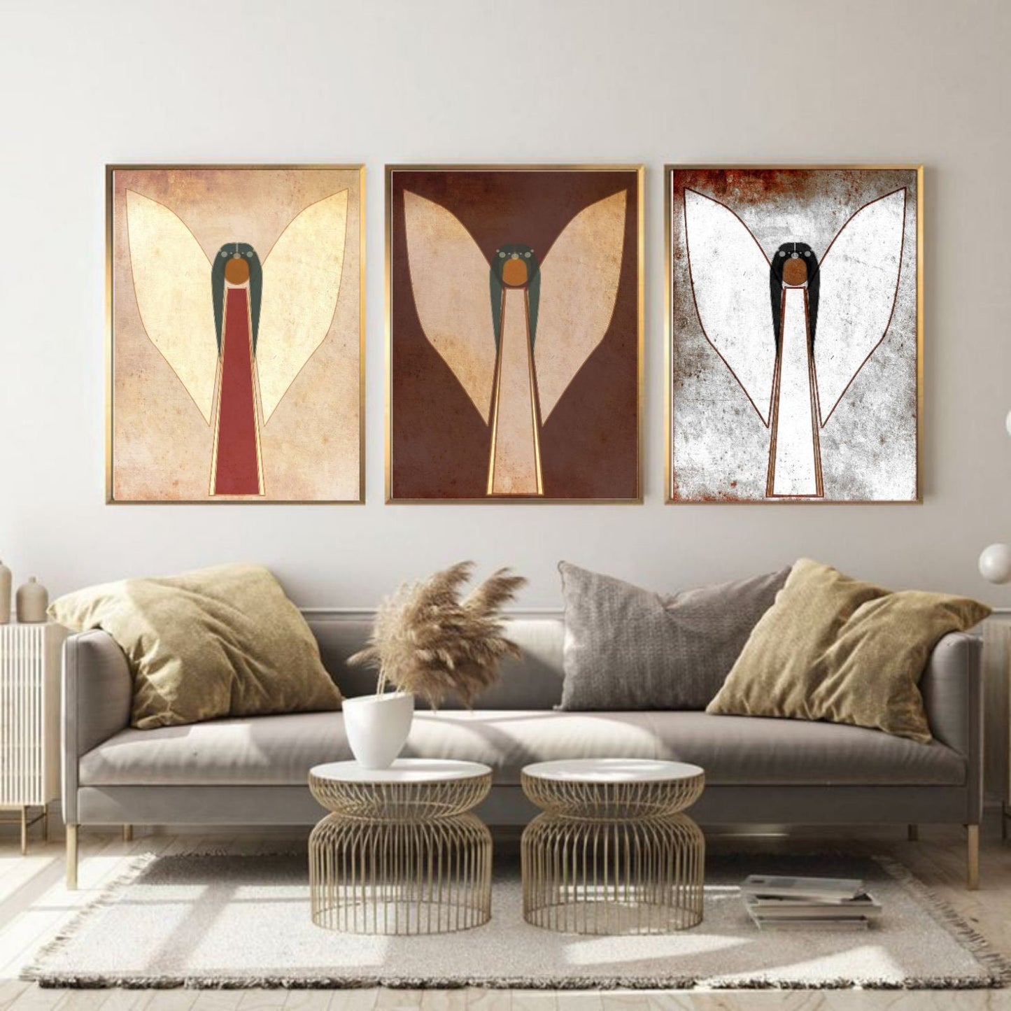 Angel painting Mid century modern art Mid century decor  Angel Wall Art Angel Christian art