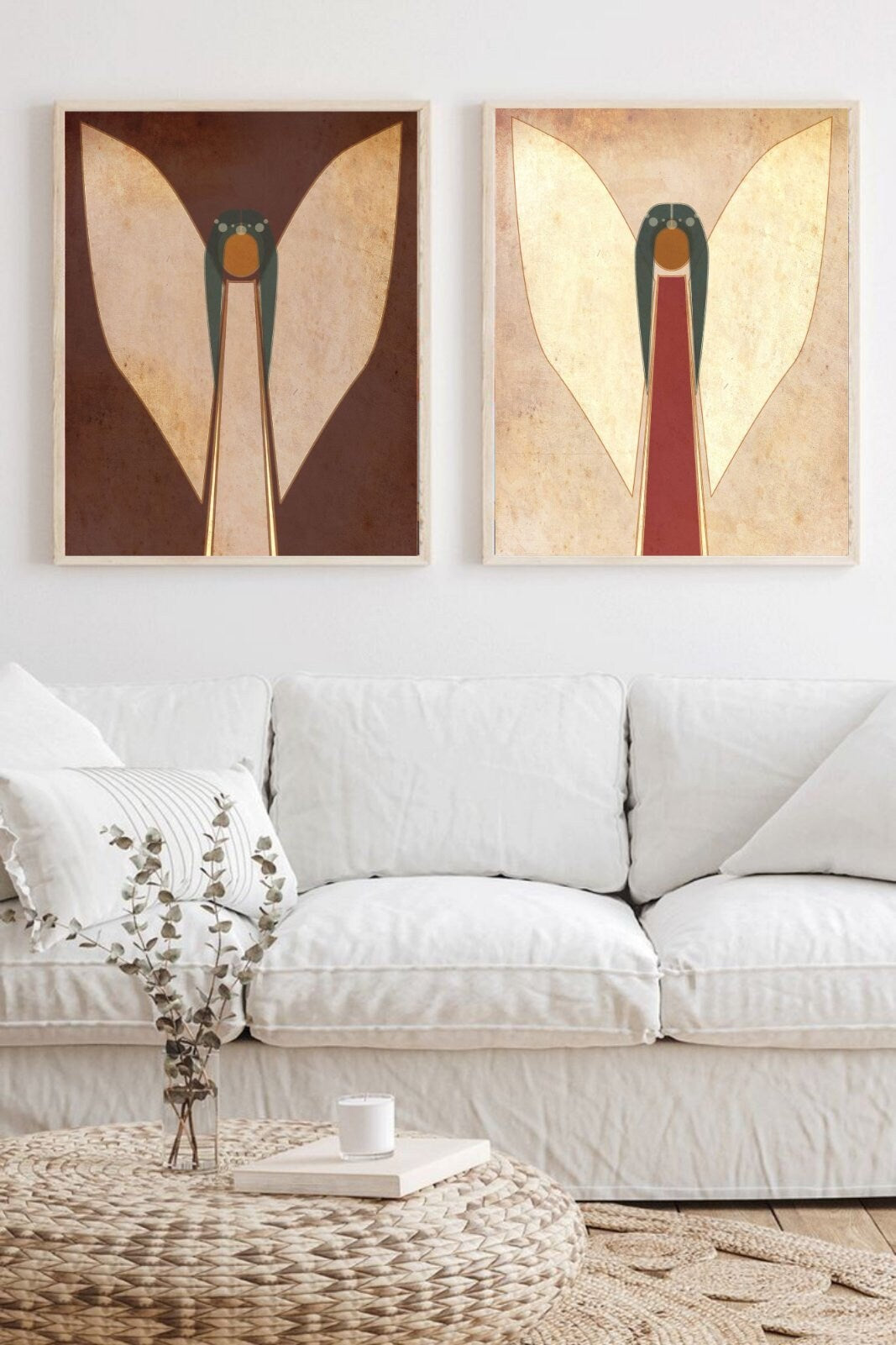 Mid century modern Angel painting Angel poster Minimalist painting Christian painting Simple Angel Guardian Angel