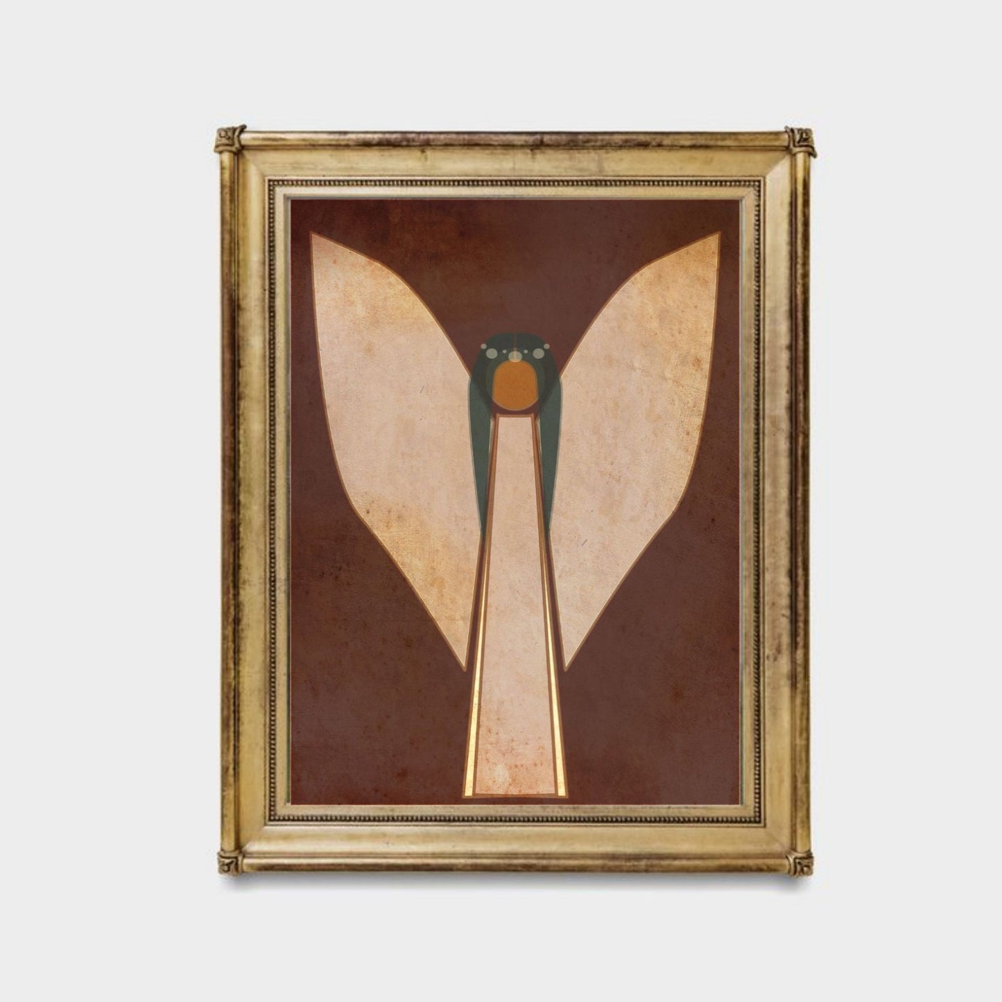 Mid century modern Angel painting Angel poster Minimalist painting Christian painting Simple Angel Guardian Angel