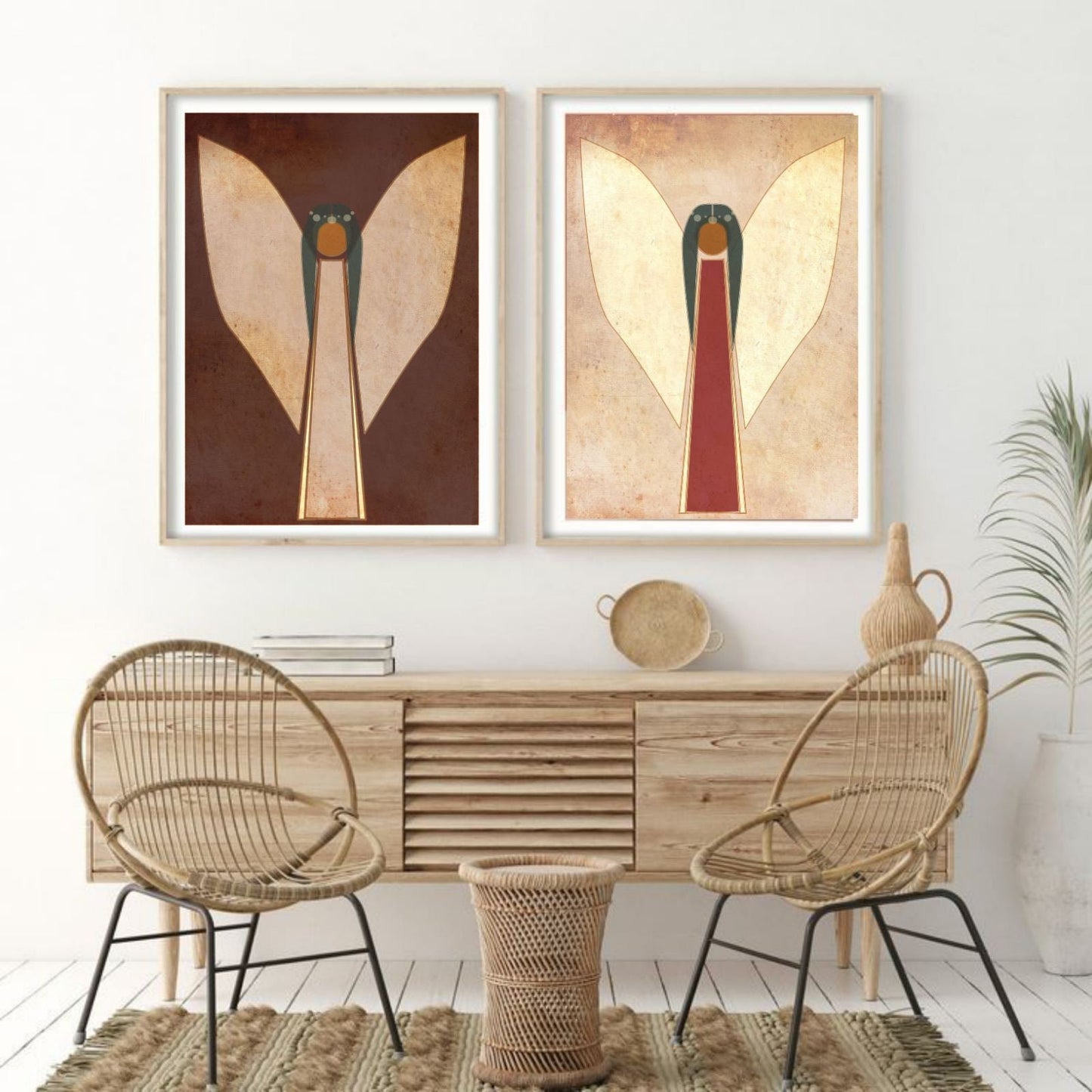 Mid century modern Angel painting Angel poster Minimalist painting Christian painting Simple Angel Guardian Angel