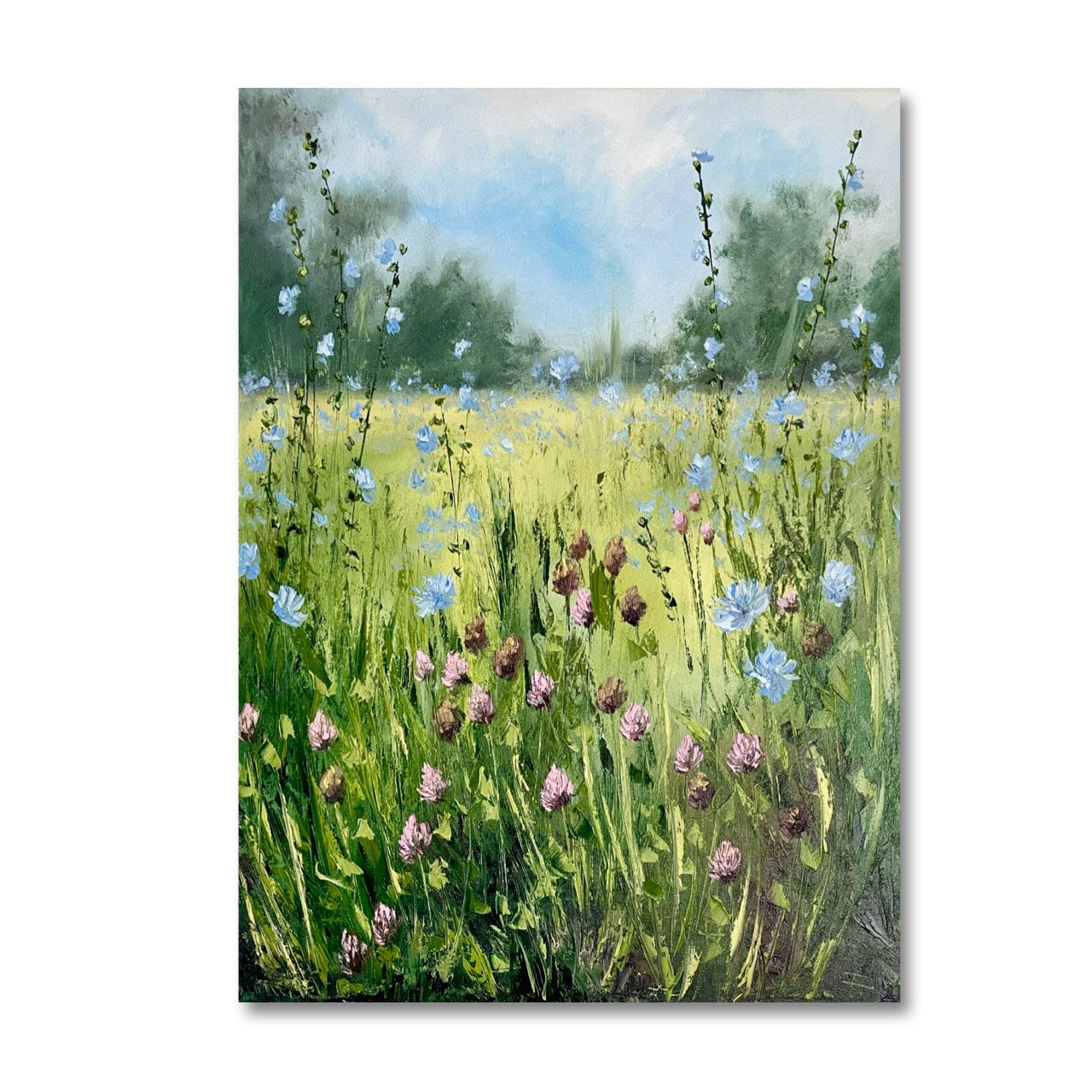 Wildflower painting Original oil painting Meadow landscape