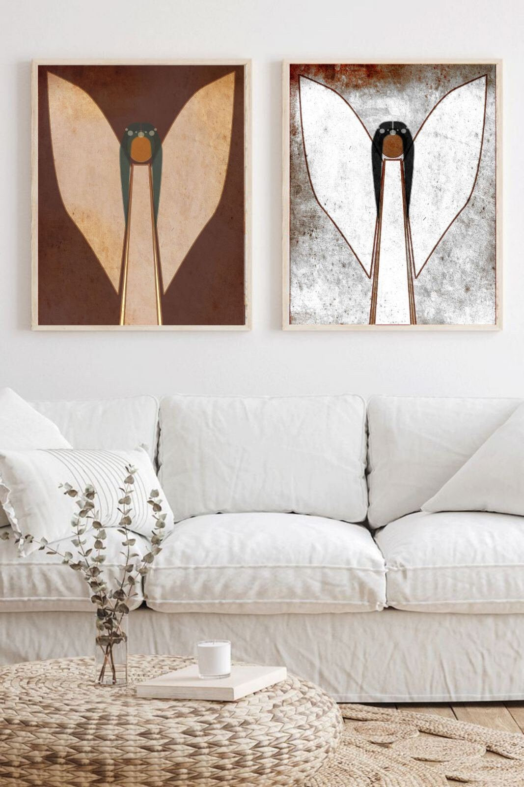 Angel painting Mid century modern art Mid century decor  Angel Wall Art Angel Christian art